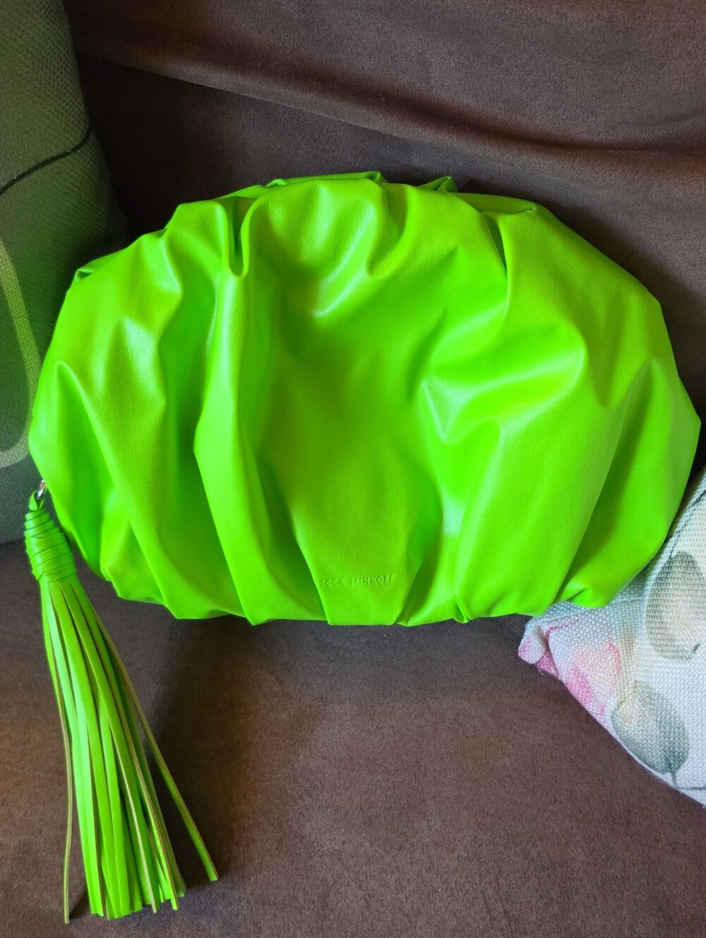 Rebecca Minkoff Neon Green Tassel Clutch Bag